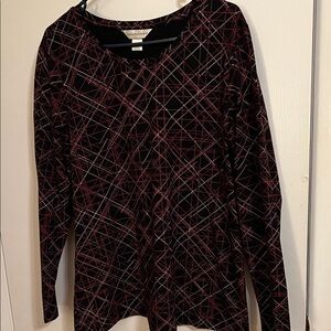 Christopher & Banks Women's Black and Red Geometric Top